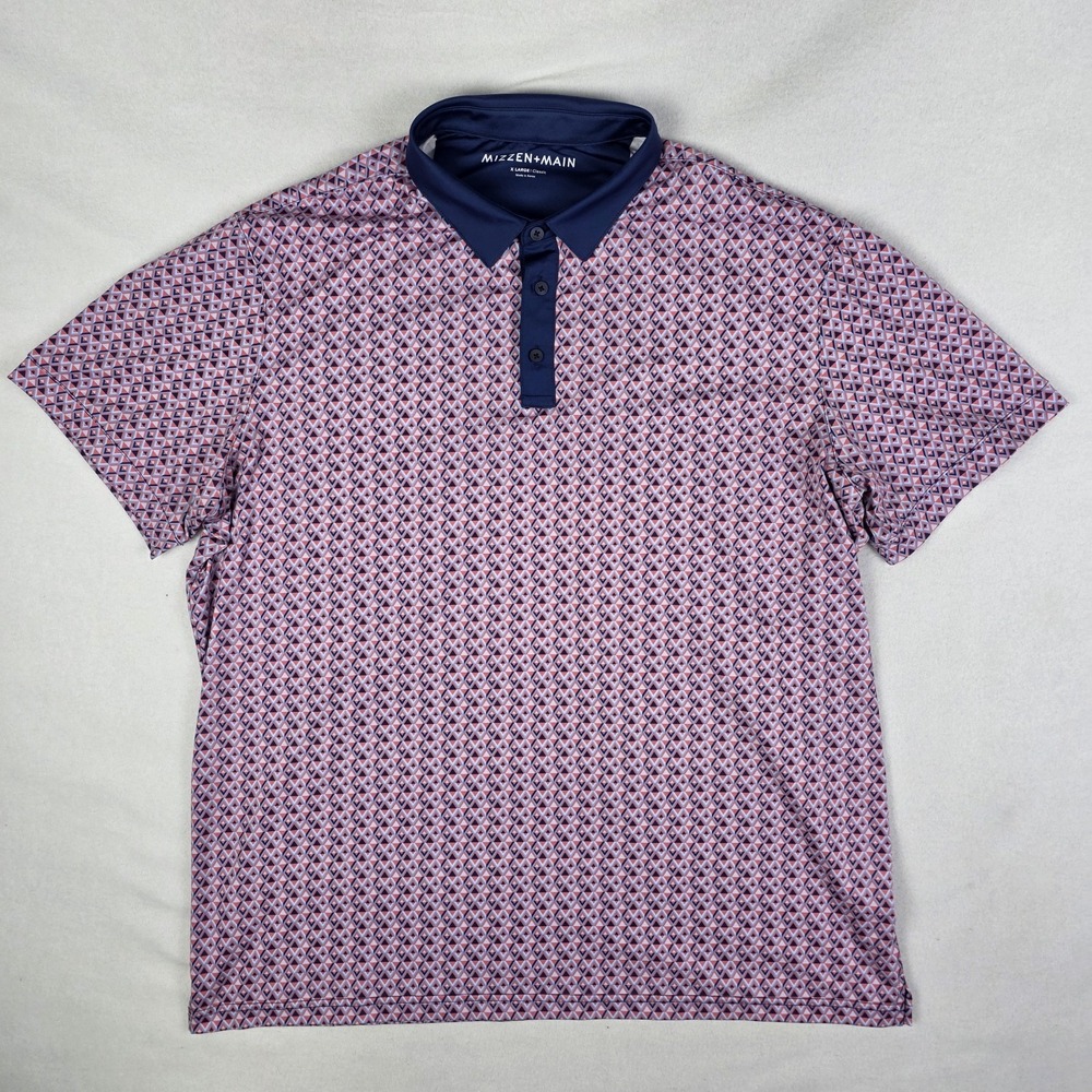 Mizzen + Main Polo Shirt Mens XL Golf Versa Geo Abstract Performance Stretch